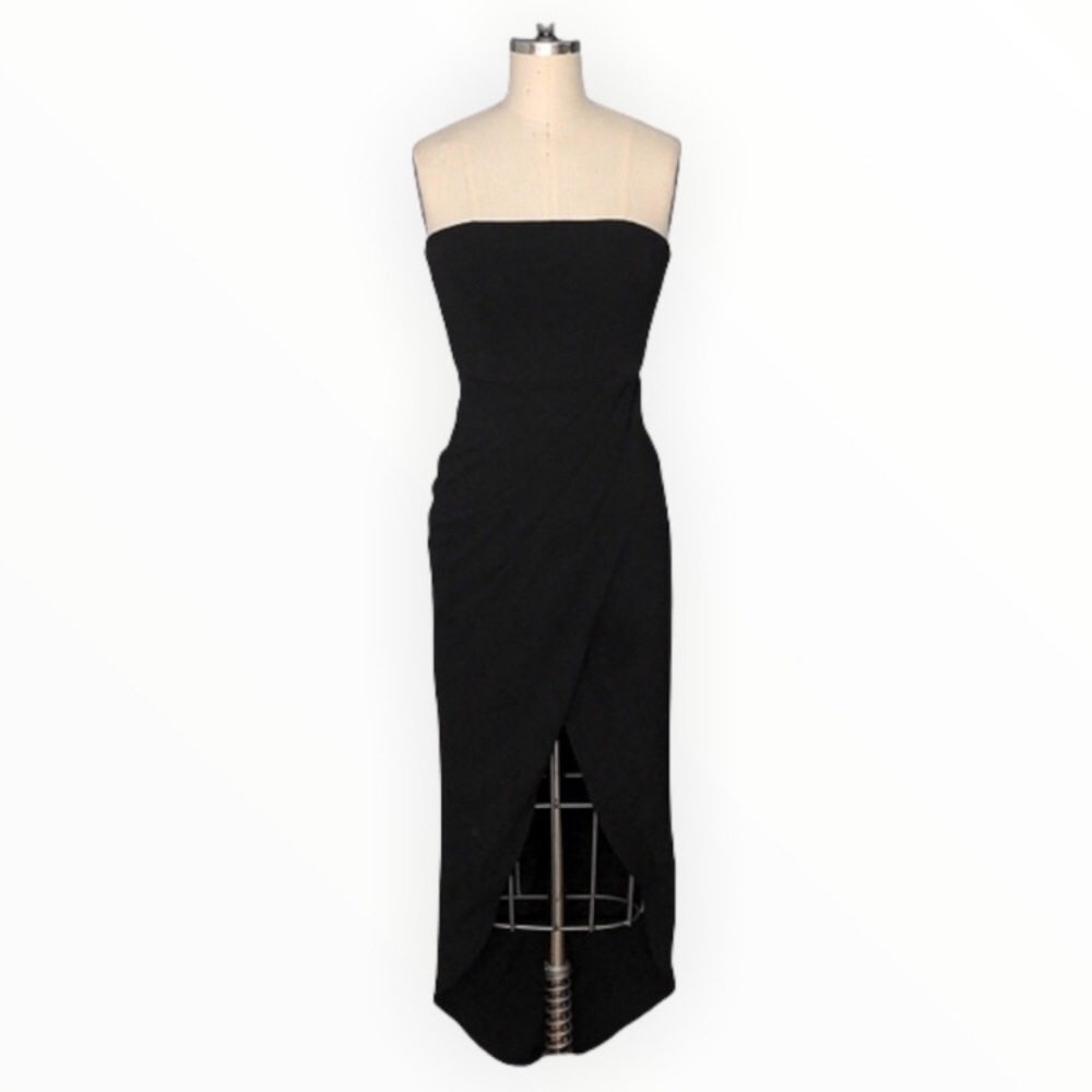 Showpo strapless black midi dress size 8